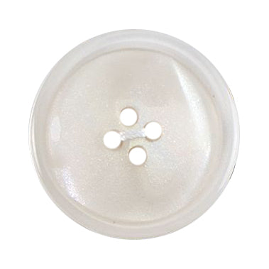 Round white pearl-effect rimmed button with four holes