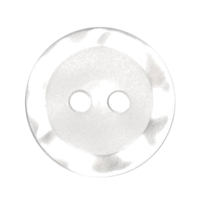 Round white button with a frosted centre and clear patterned rim
