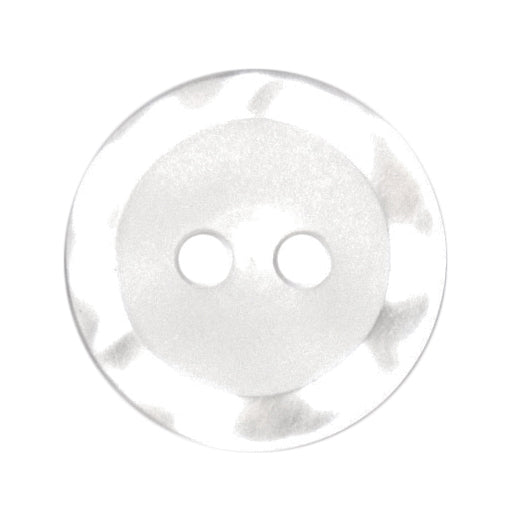 Round white button with a frosted centre and clear patterned rim