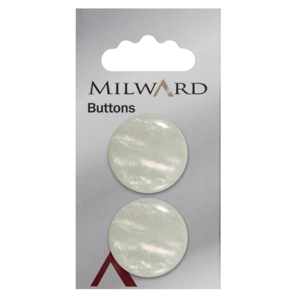 Round pale pearl-effect shank button