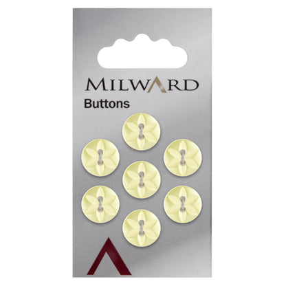 Round lemon button with a star design and two holes