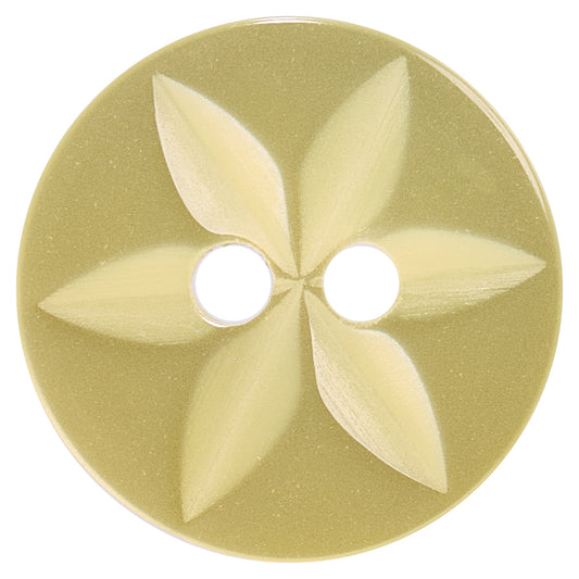 Round lemon button with a star design and two holes