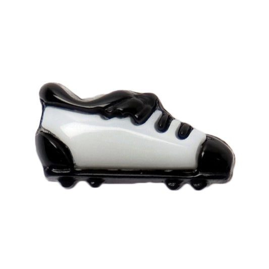Black and white football boot novelty button