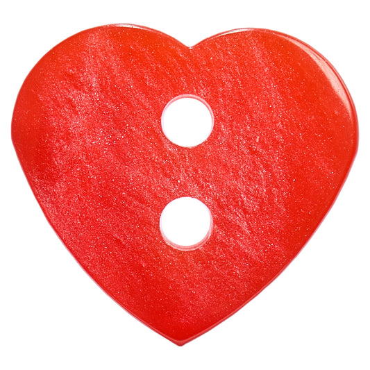 Red heart-shaped button with two holes