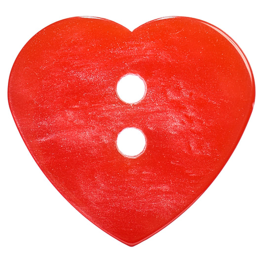 Red heart-shaped button with two holes