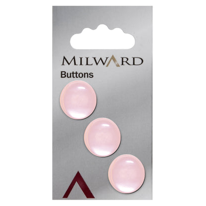 Glossy pale pink round domed shank button
