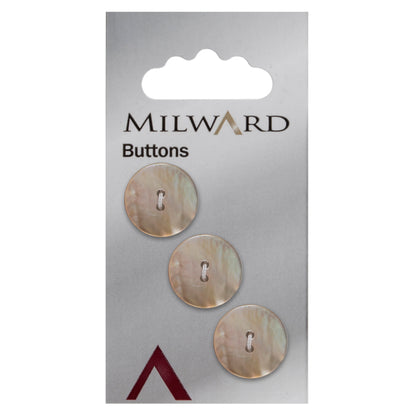 Pale pink pearl effect round button with two holes