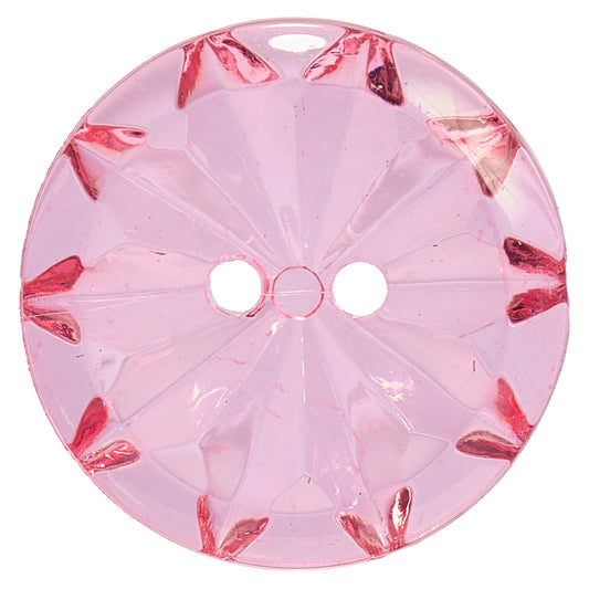 Clear pink faceted starburst button with two holes