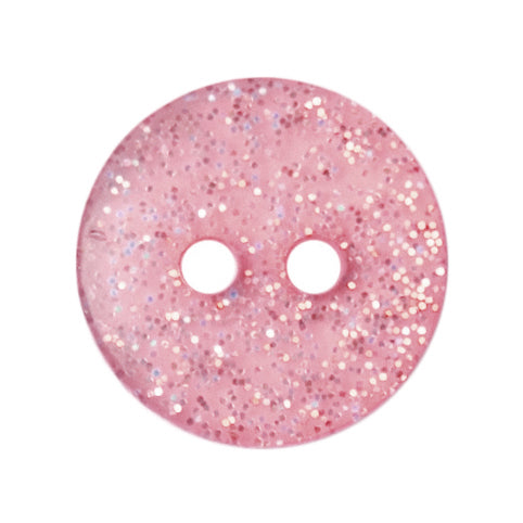 Pale pink glitter round button with two holes