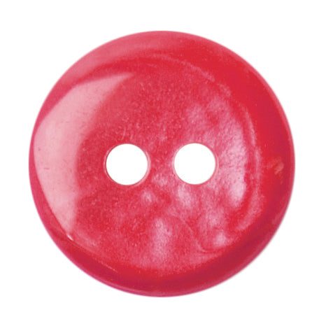 Glossy raspberry pink round button with two holes