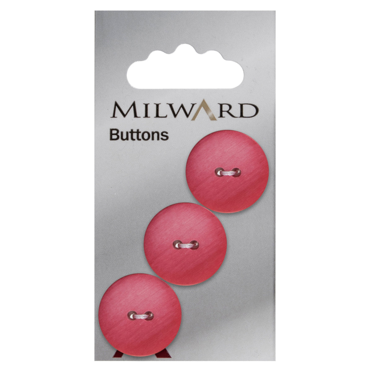 Raspberry pink brushed finish round button with two holes