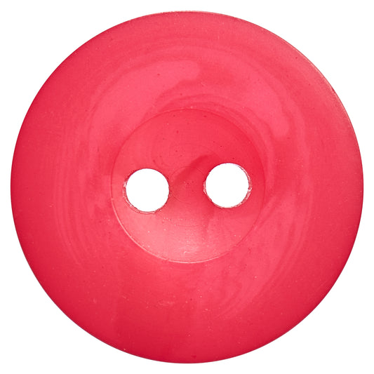 Coral pink marbled round button with a rim and two holes