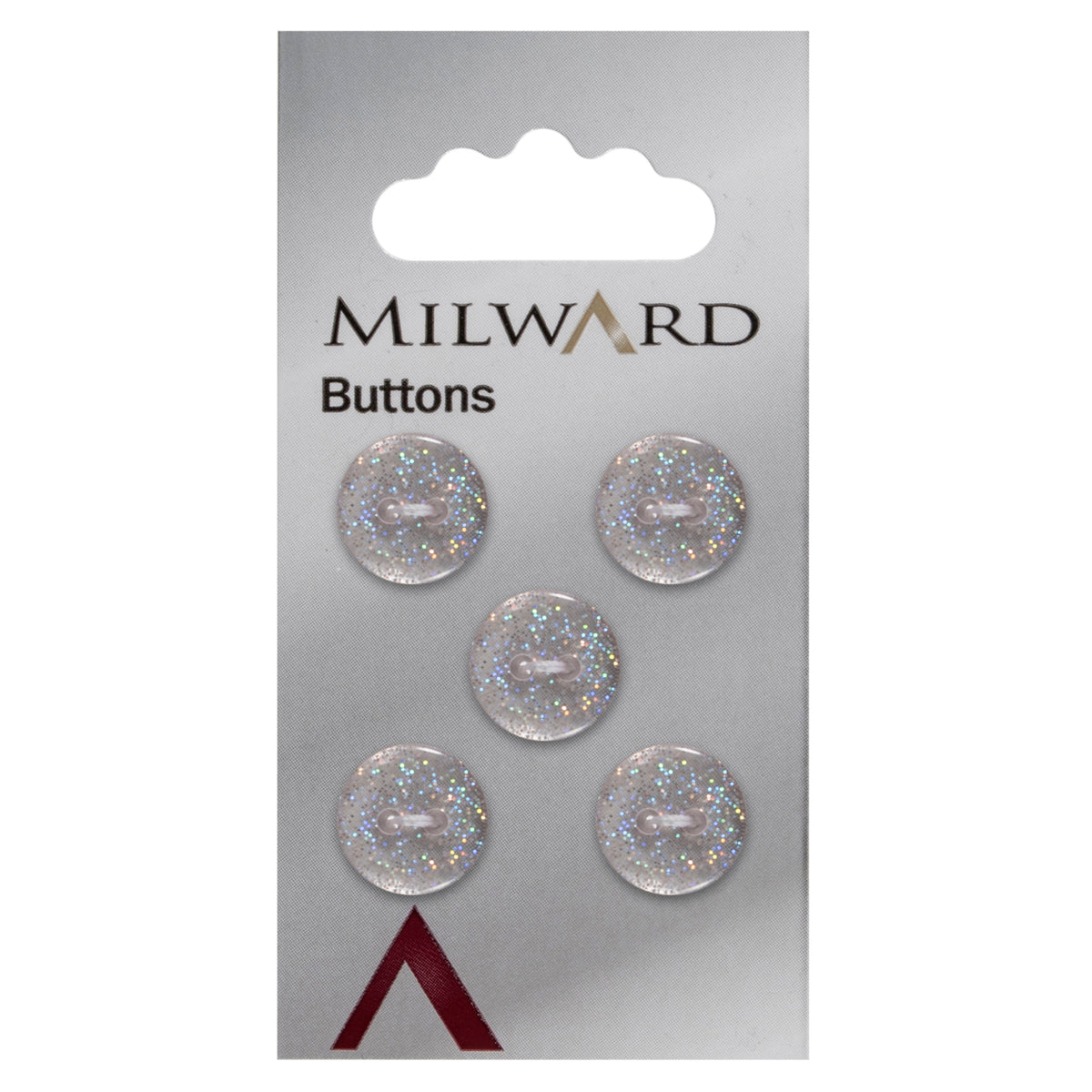 Clear glitter round button with two holes