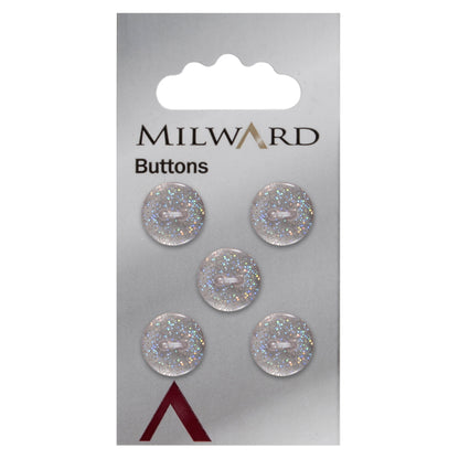 Clear glitter round button with two holes