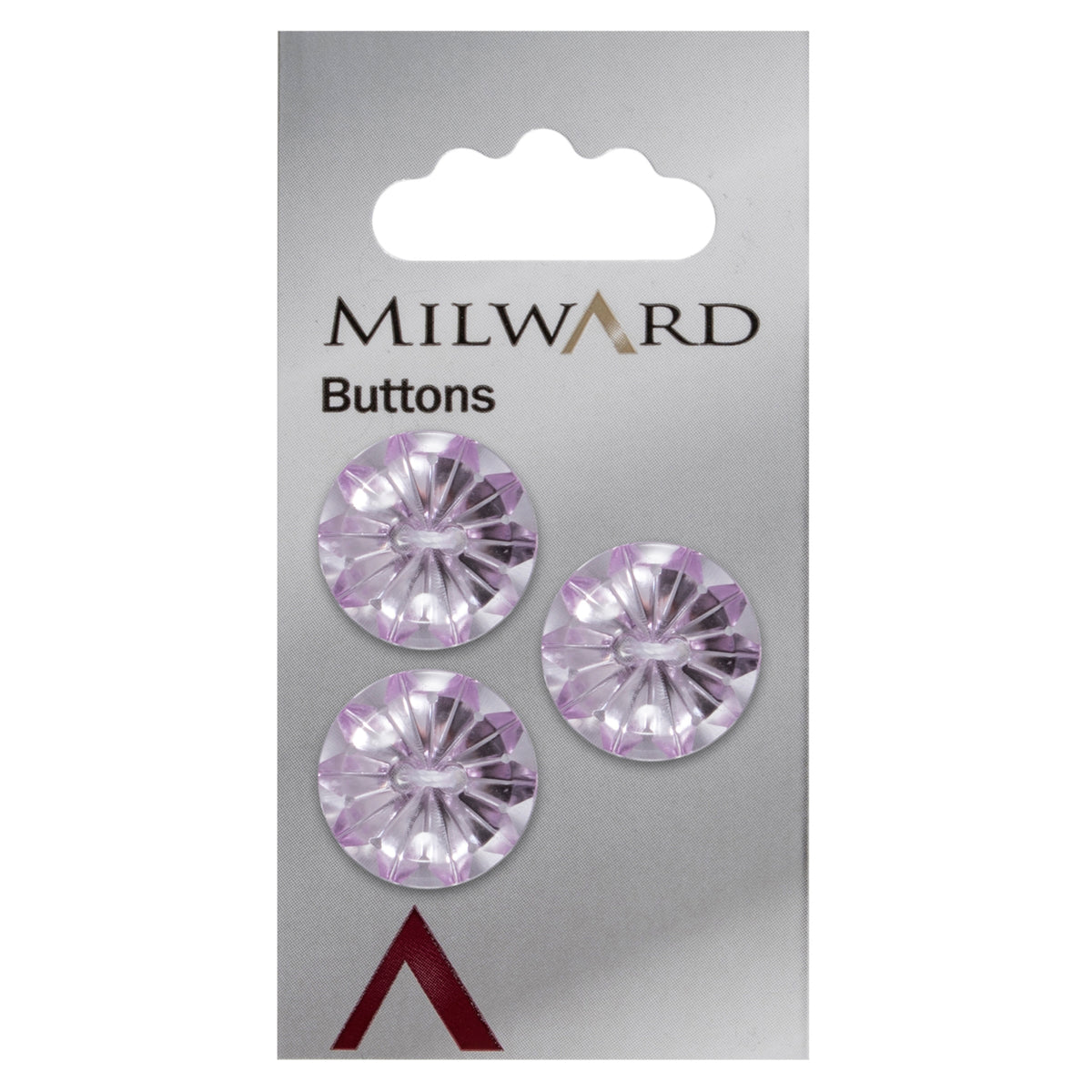 Clear pale lilac faceted starburst button with two holes