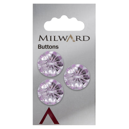 Clear pale lilac faceted starburst button with two holes