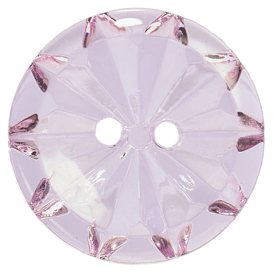 Clear pale lilac faceted starburst button with two holes