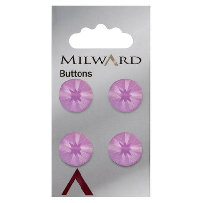 Round lilac button with embossed star pattern