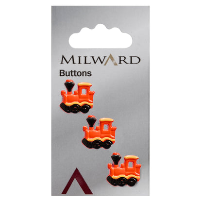 Red steam train shaped novelty button