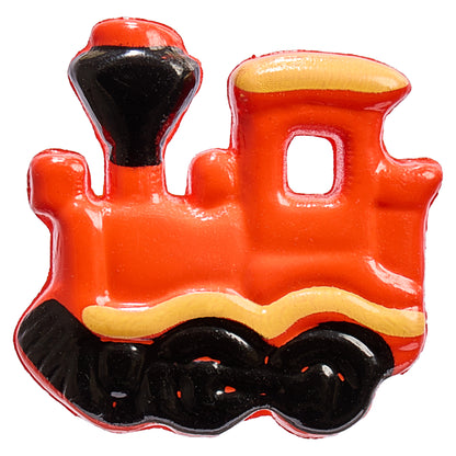 Red steam train shaped novelty button