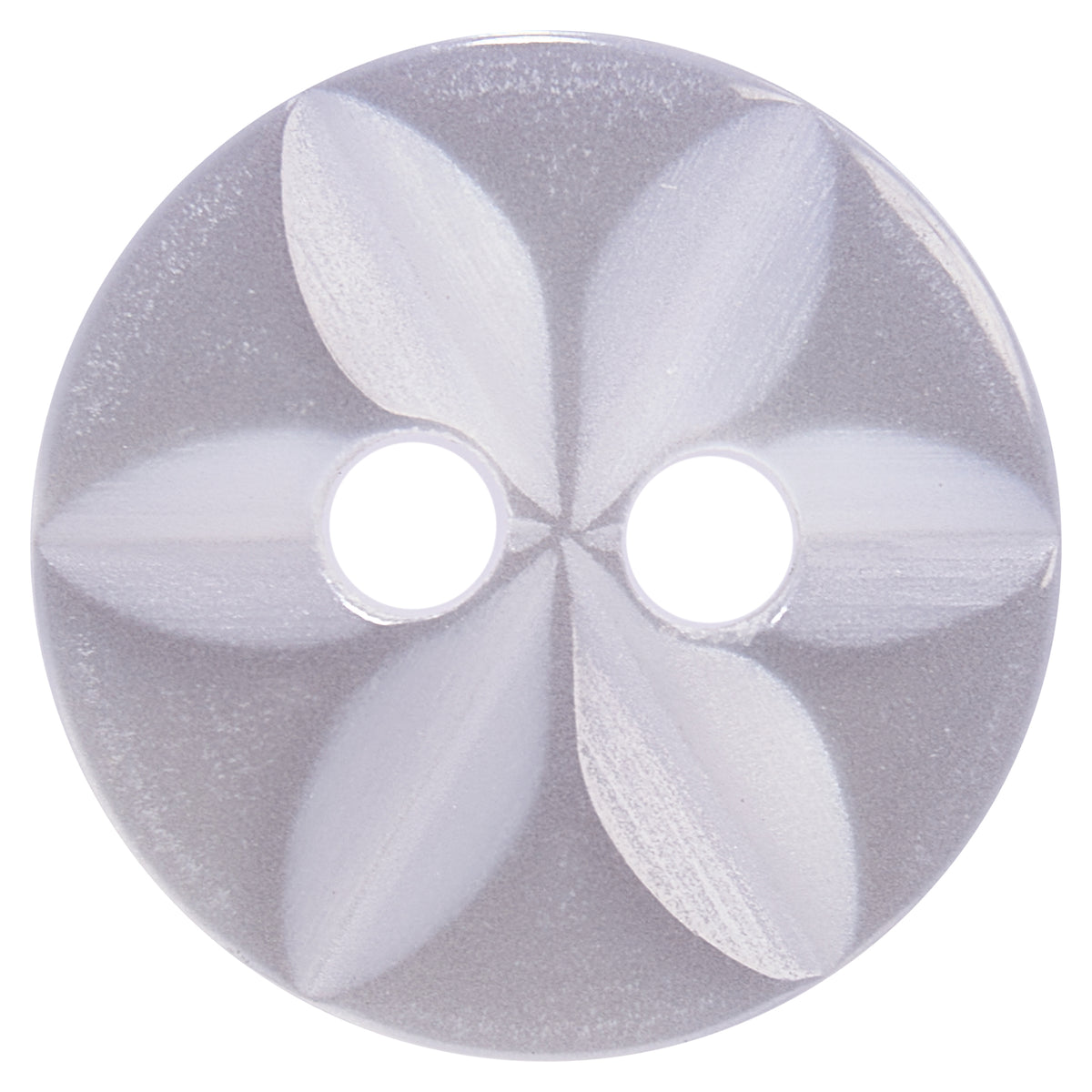 Pale lilac 2-hole button with flower star pattern