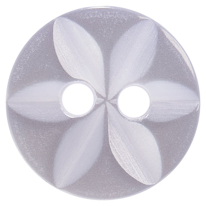 Pale lilac 2-hole button with flower star pattern
