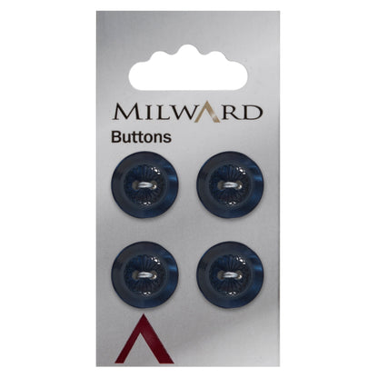 Navy 2-hole button with daisy pattern centre