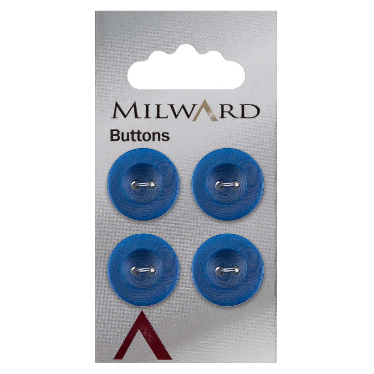 Mid blue 2-hole button with raised rim