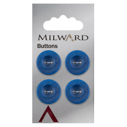 Mid blue 2-hole button with raised rim