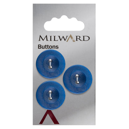 Mid blue 2-hole button with raised rim