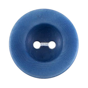Mid blue 2-hole button with raised rim
