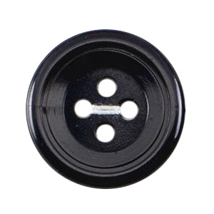 Glossy dark navy 4-hole rimmed button