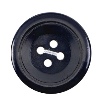 Glossy dark navy 4-hole rimmed button