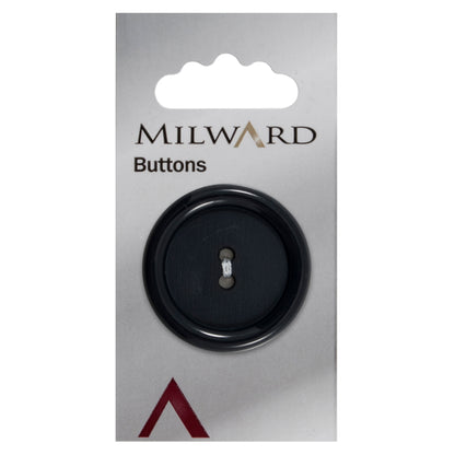 Dark navy 2-hole button with glossy rim