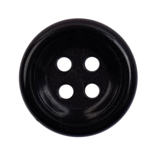 Glossy black 4-hole rimmed button