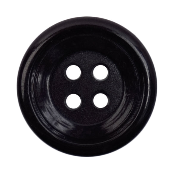 Glossy black 4-hole rimmed button