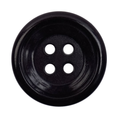 Glossy black 4-hole rimmed button