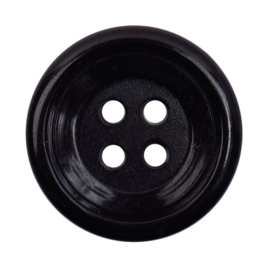 Glossy black 4-hole rimmed button