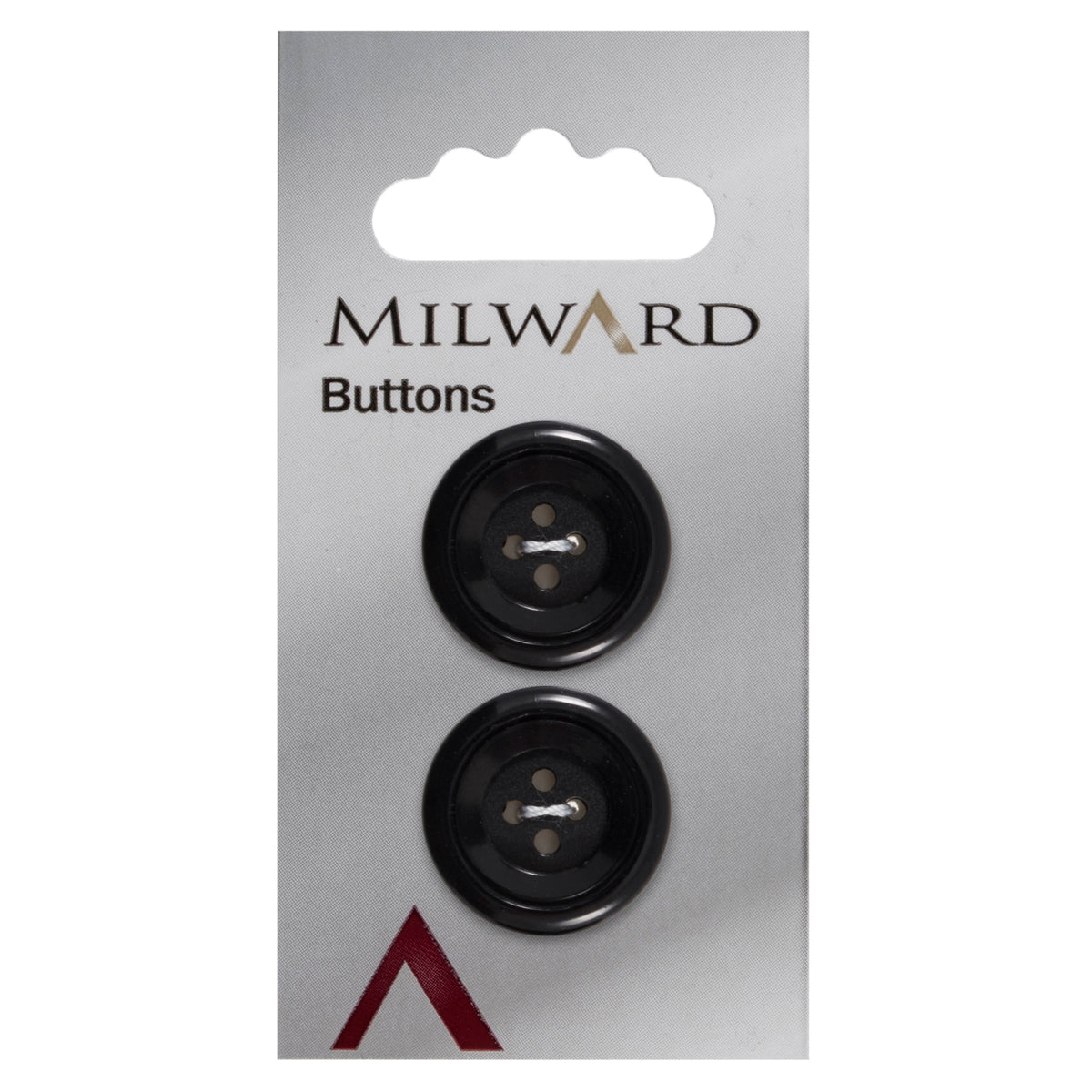 Glossy black 4-hole rimmed button