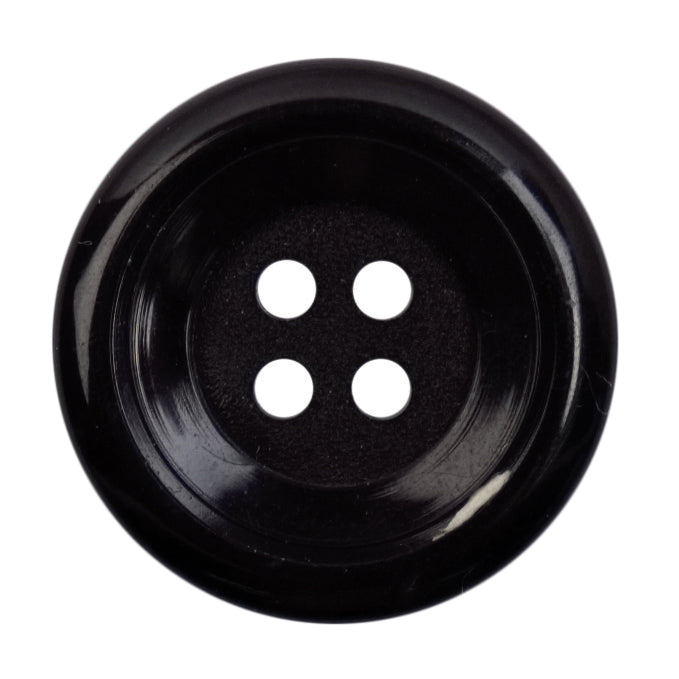 Glossy black 4-hole rimmed button