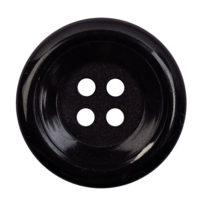 Glossy black 4-hole rimmed button