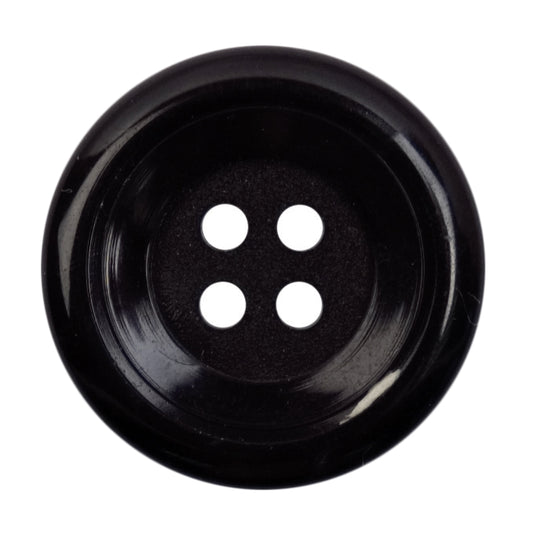 Glossy black 4-hole rimmed button