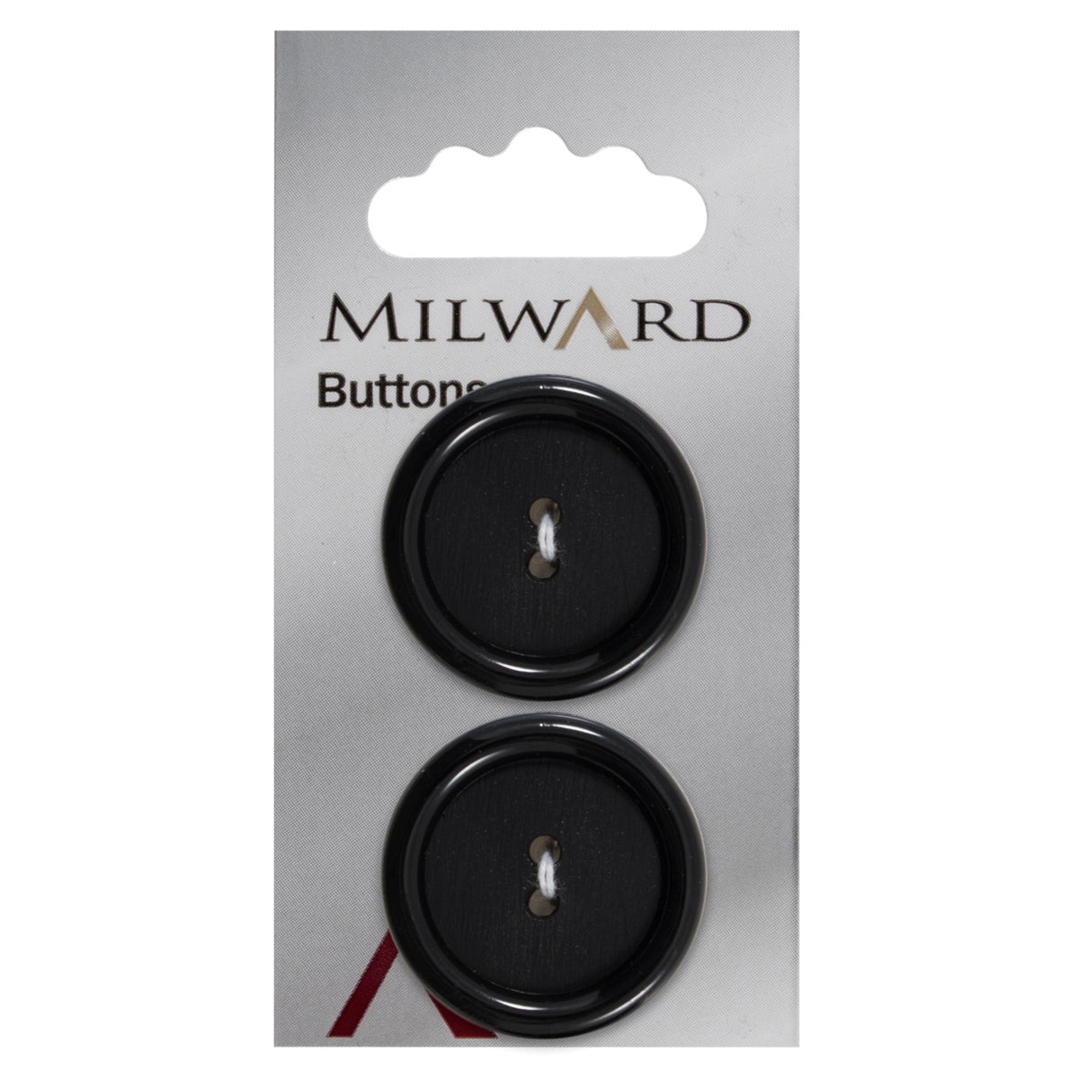 Black 2-hole button with glossy rim