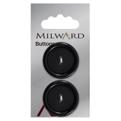 Black 2-hole button with glossy rim