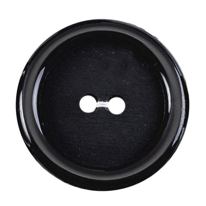 Black 2-hole button with glossy rim