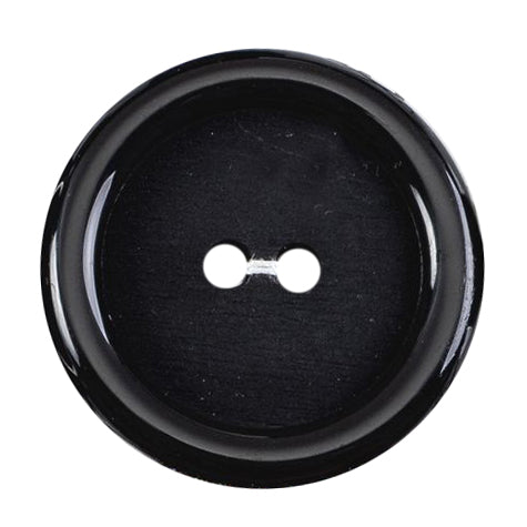 Black 2-hole button with glossy rim