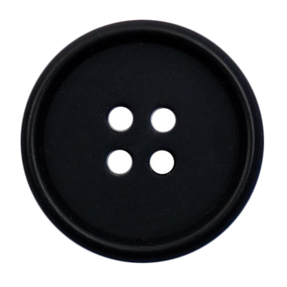 Matt black four-hole button with a raised rim