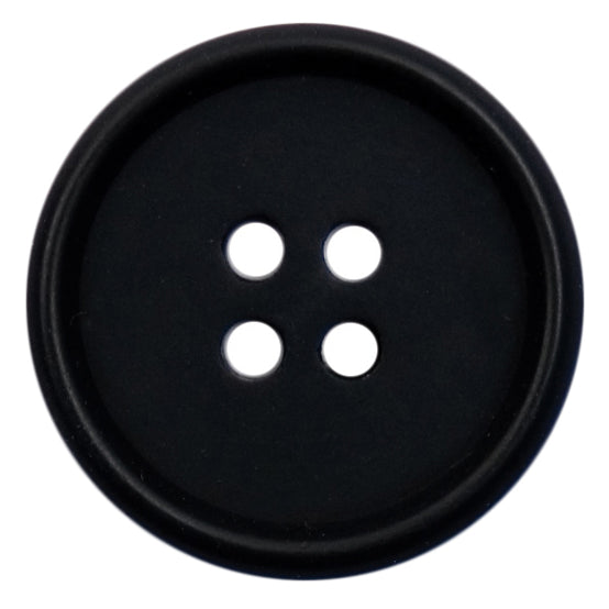 Matt black four-hole button with a raised rim