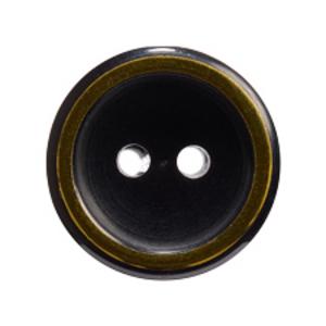 Milward Black and Gold Ring 2-Hole Buttons - 12mm (Pack of 4