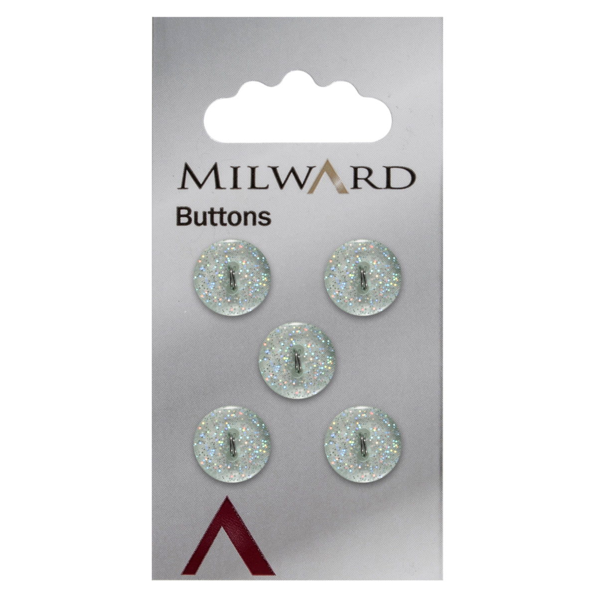Mint green two-hole button with silver glitter